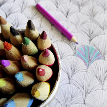 colored pencils one coloring on pencil sketch of of shell shapes