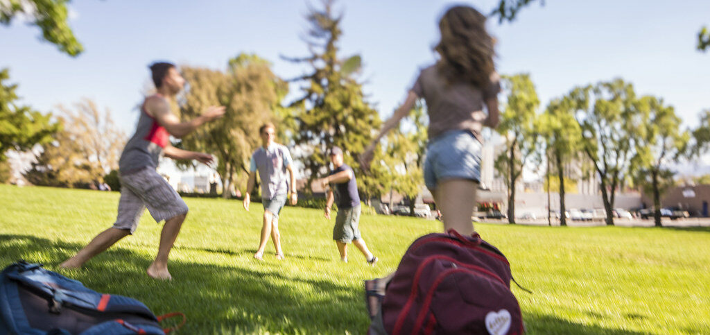 UNR students playing on grass